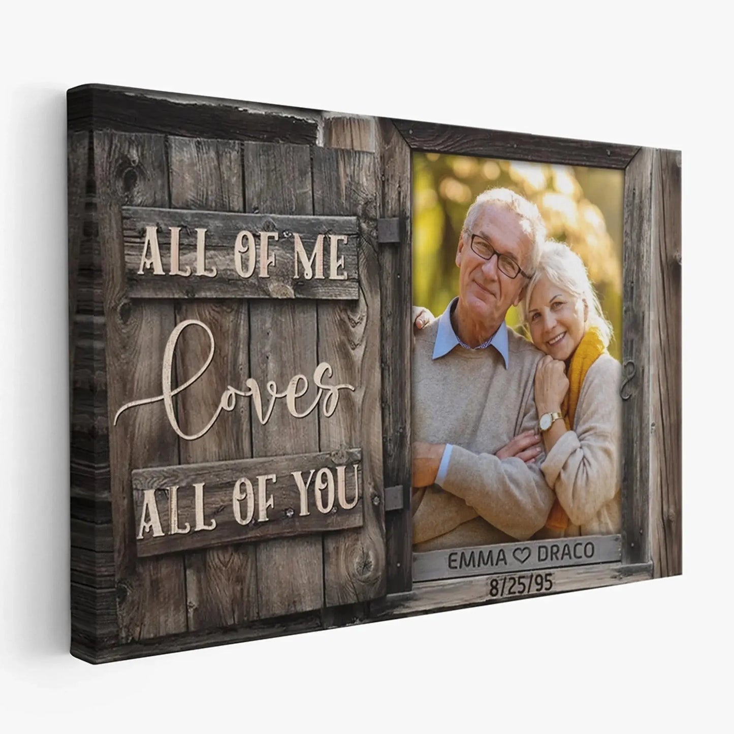 All of Me Loves All of You – Personalized Photo Poster/Canvas with Names and Date – Romantic Wedding or Anniversary Gift for Couples  Ezcustomize