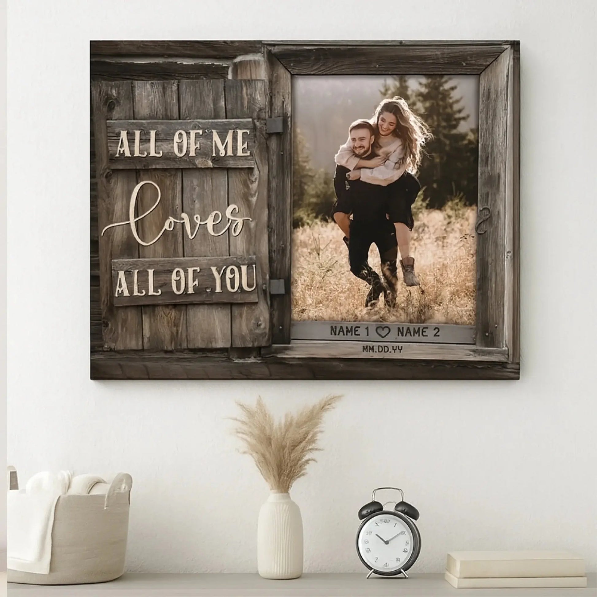 All of Me Loves All of You – Personalized Photo Poster/Canvas with Names and Date – Romantic Wedding or Anniversary Gift for Couples  Ezcustomize