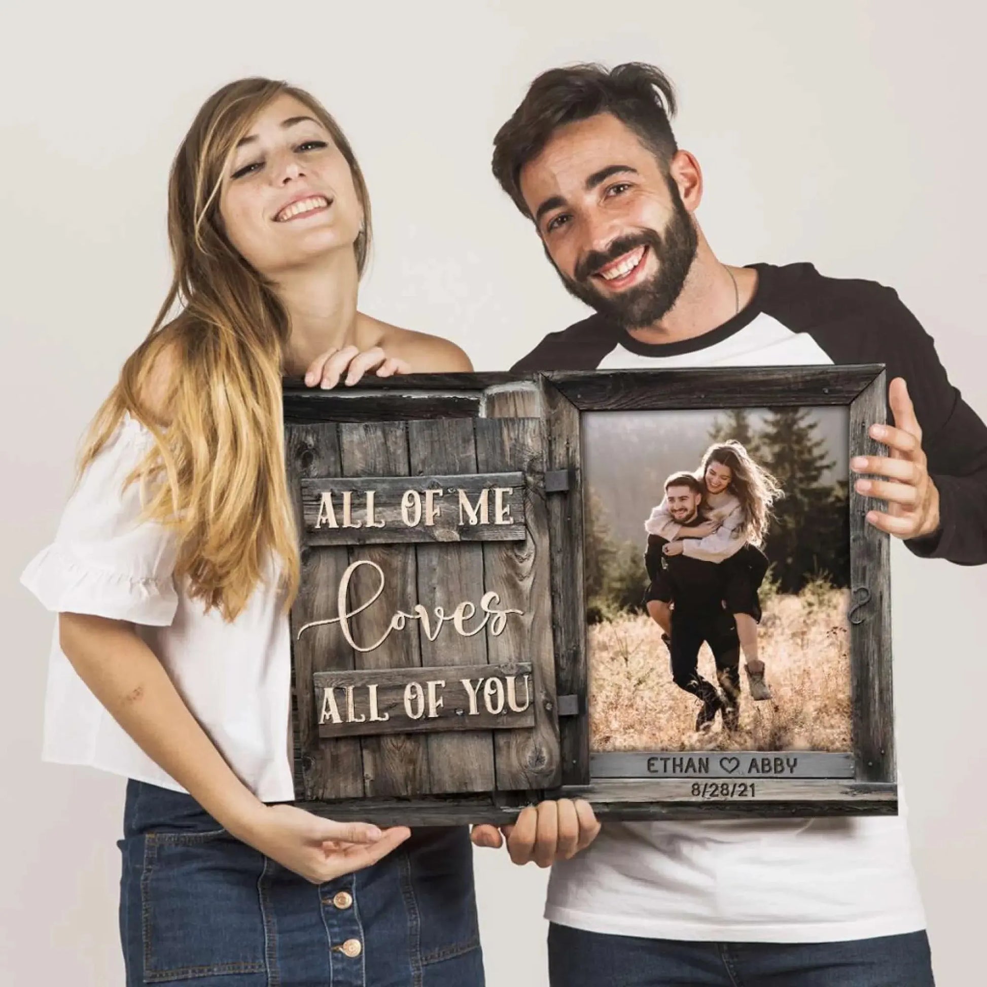 All of Me Loves All of You – Personalized Photo Poster/Canvas with Names and Date – Romantic Wedding or Anniversary Gift for Couples  Ezcustomize