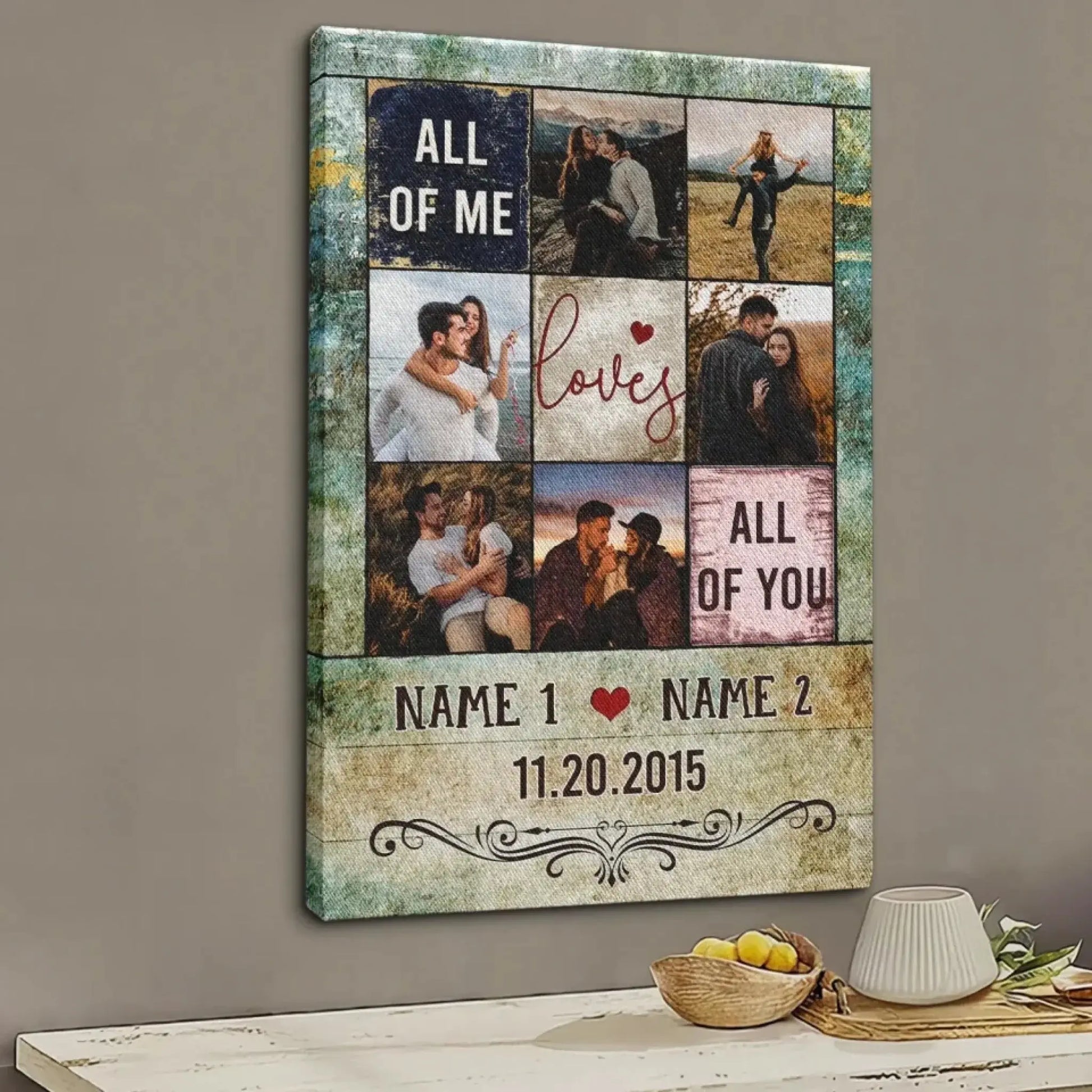 "All of Me Loves All of You" Anniversary Collage – Personalized Poster/Canvas – Customized Couple Gift for Weddings & Special Moments  Ezcustomize