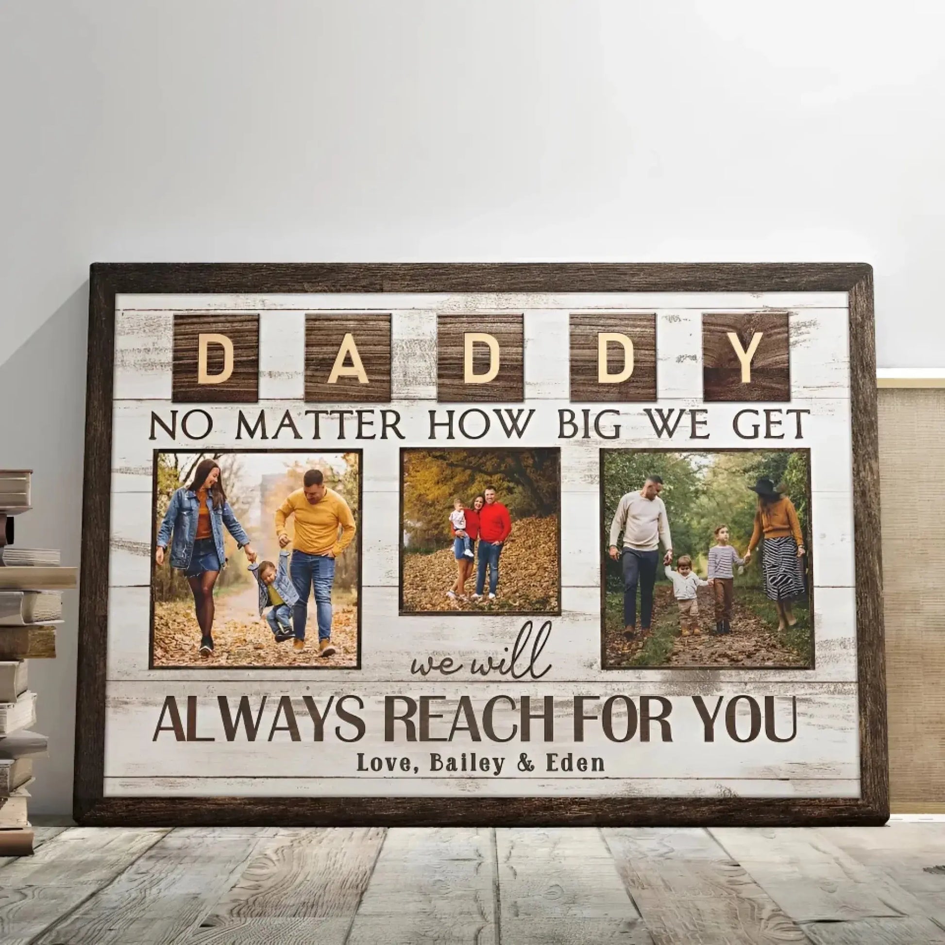 "Always Reach for You" Personalized Poster/Canvas Print - Custom Photo Gift for Dad & Grandpa  Ezcustomize
