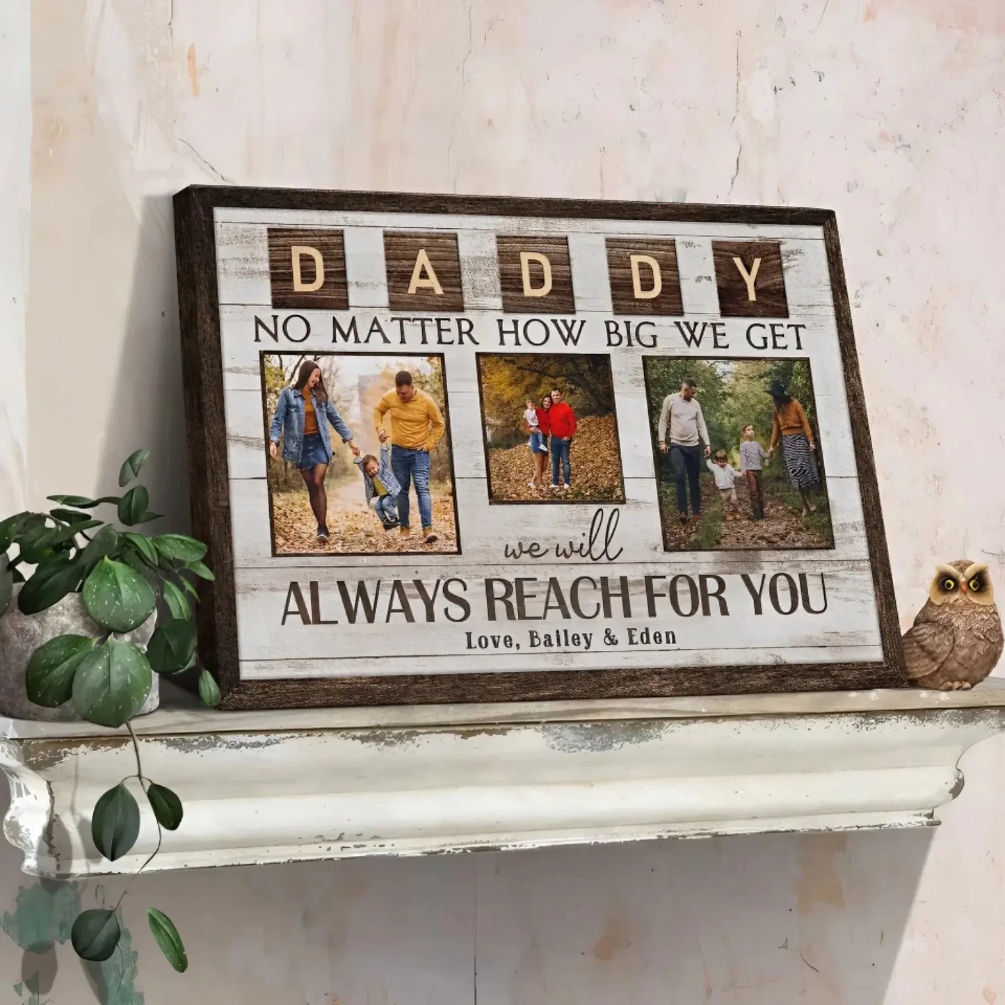 "Always Reach for You" Personalized Poster/Canvas Print - Custom Photo Gift for Dad & Grandpa  Ezcustomize