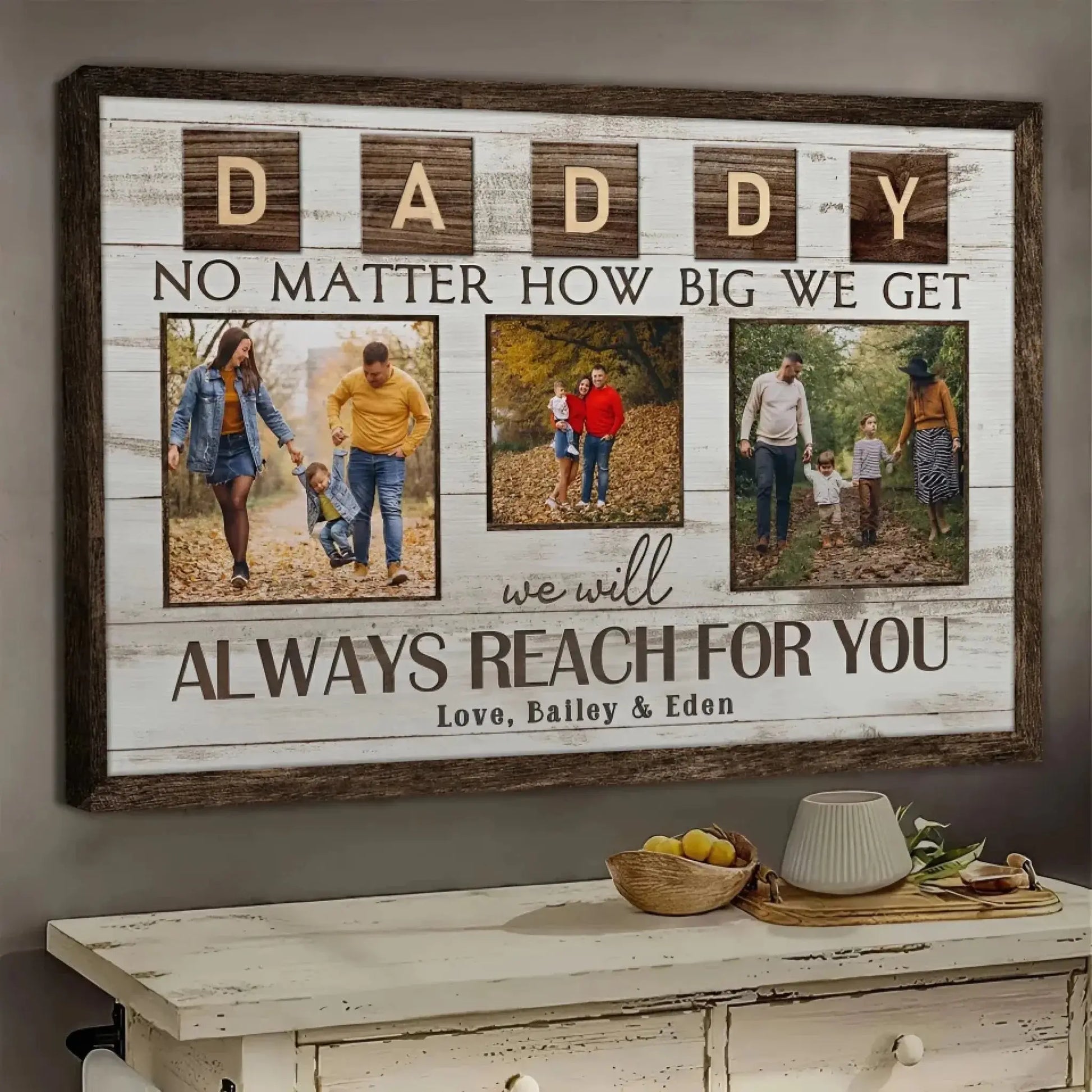 "Always Reach for You" Personalized Poster/Canvas Print - Custom Photo Gift for Dad & Grandpa  Ezcustomize