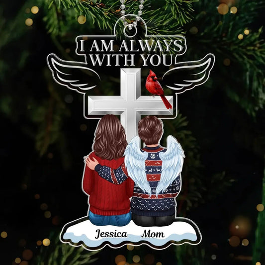 Always With You Personalized Memorial Acrylic Ornament – Custom Angel Wings Family Keepsake for Loss of Loved One  Ezcustomize