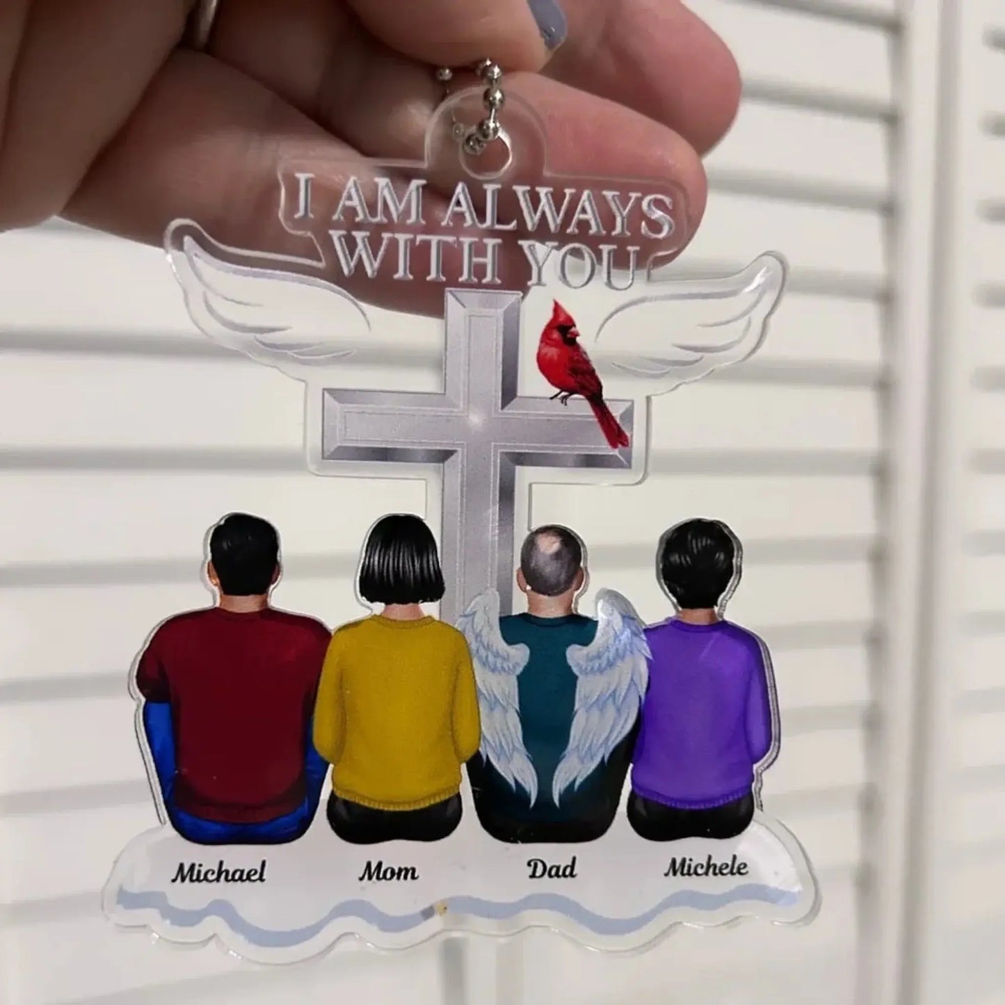 Always With You Personalized Memorial Acrylic Ornament – Custom Angel Wings Family Keepsake for Loss of Loved One  Ezcustomize