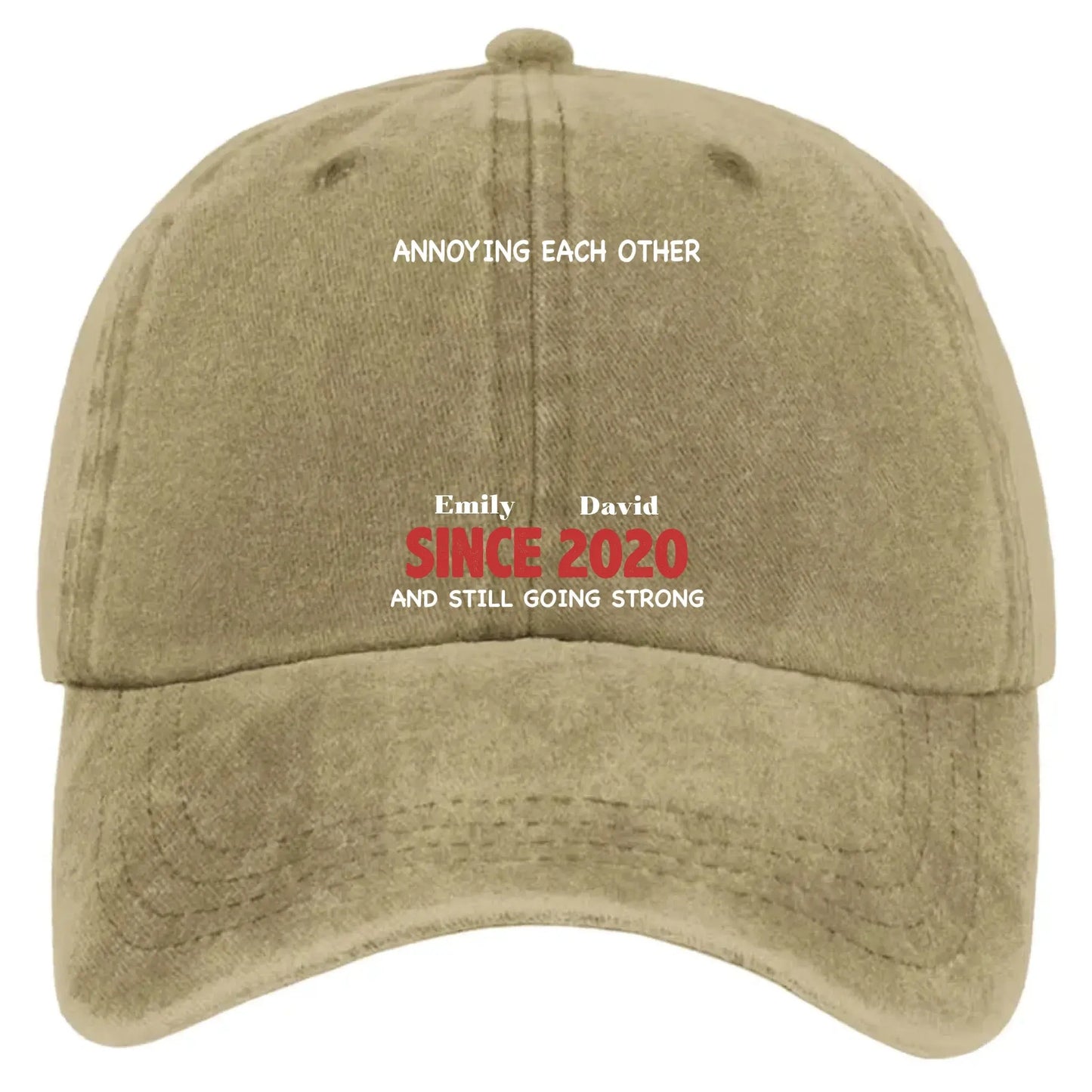 Annoying Each Other & Still Going Strong – Personalized Vintage Washed Denim Cap – Funny Custom Gift for Couples or Spouses  Ezcustomize