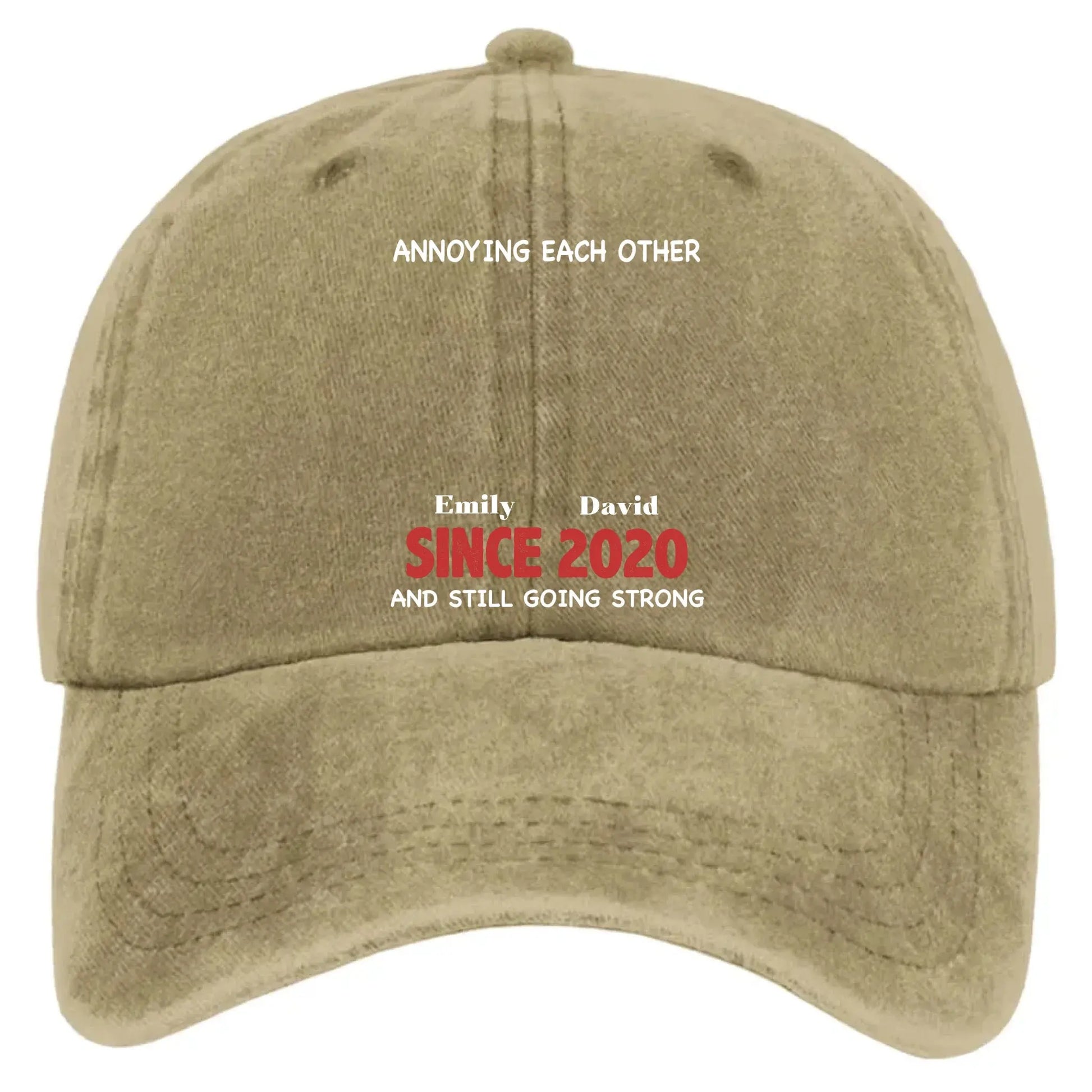 Annoying Each Other & Still Going Strong – Personalized Vintage Washed Denim Cap – Funny Custom Gift for Couples or Spouses  Ezcustomize