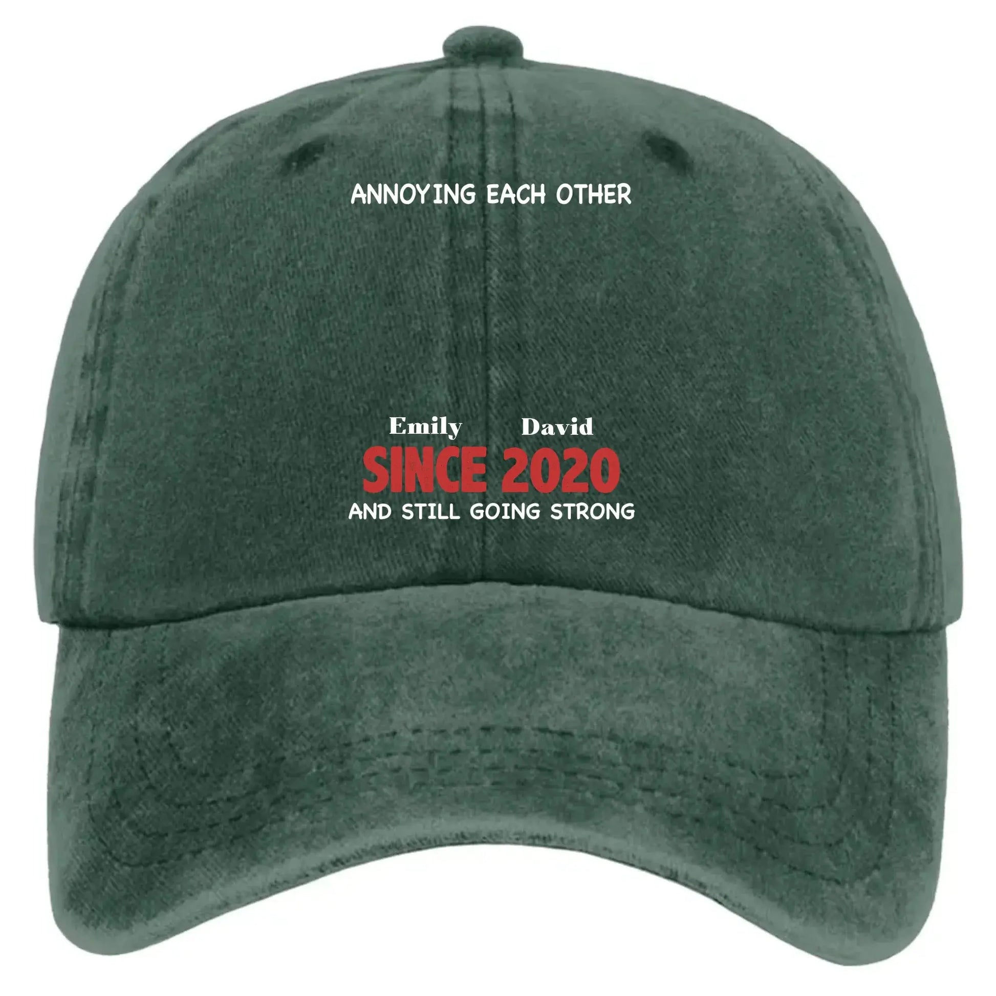 Annoying Each Other & Still Going Strong – Personalized Vintage Washed Denim Cap – Funny Custom Gift for Couples or Spouses  Ezcustomize