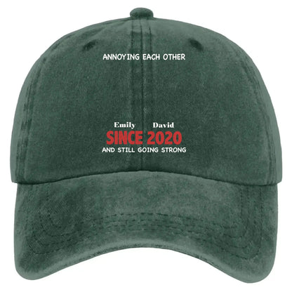 Annoying Each Other & Still Going Strong – Personalized Vintage Washed Denim Cap – Funny Custom Gift for Couples or Spouses  Ezcustomize