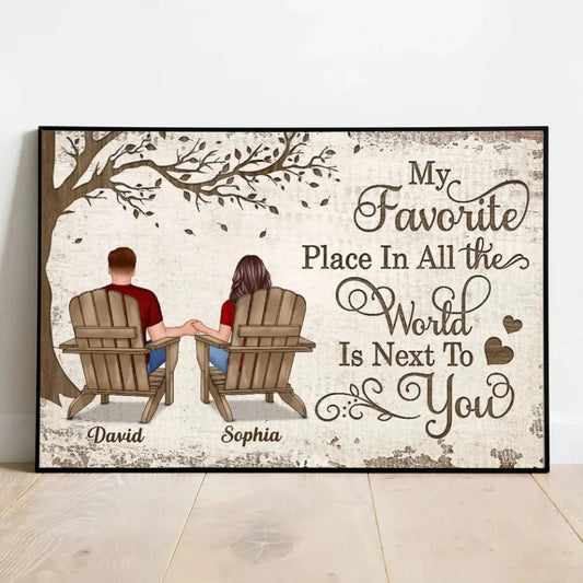 Back View Couple Sitting Under Tree – Personalized Poster/Canvas – Custom Anniversary Gift for Him or Her  Ezcustomize