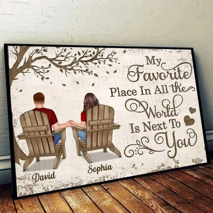 Back View Couple Sitting Under Tree – Personalized Poster/Canvas – Custom Anniversary Gift for Him or Her  Ezcustomize