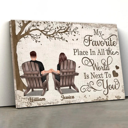 Back View Couple Sitting Under Tree – Personalized Poster/Canvas – Custom Anniversary Gift for Him or Her  Ezcustomize