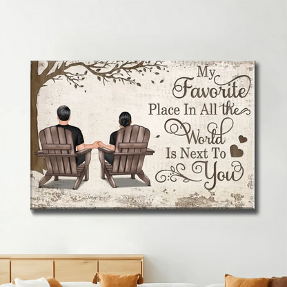 Back View Couple Sitting Under Tree – Personalized Poster/Canvas – Custom Anniversary Gift for Him or Her  Ezcustomize