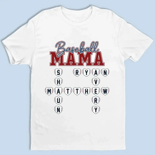 Baseball Crossword Puzzle Name Art – Personalized Shirt for Mama, Mom & Grandma – Custom Gift for Proud Sports Fans  Ezcustomize