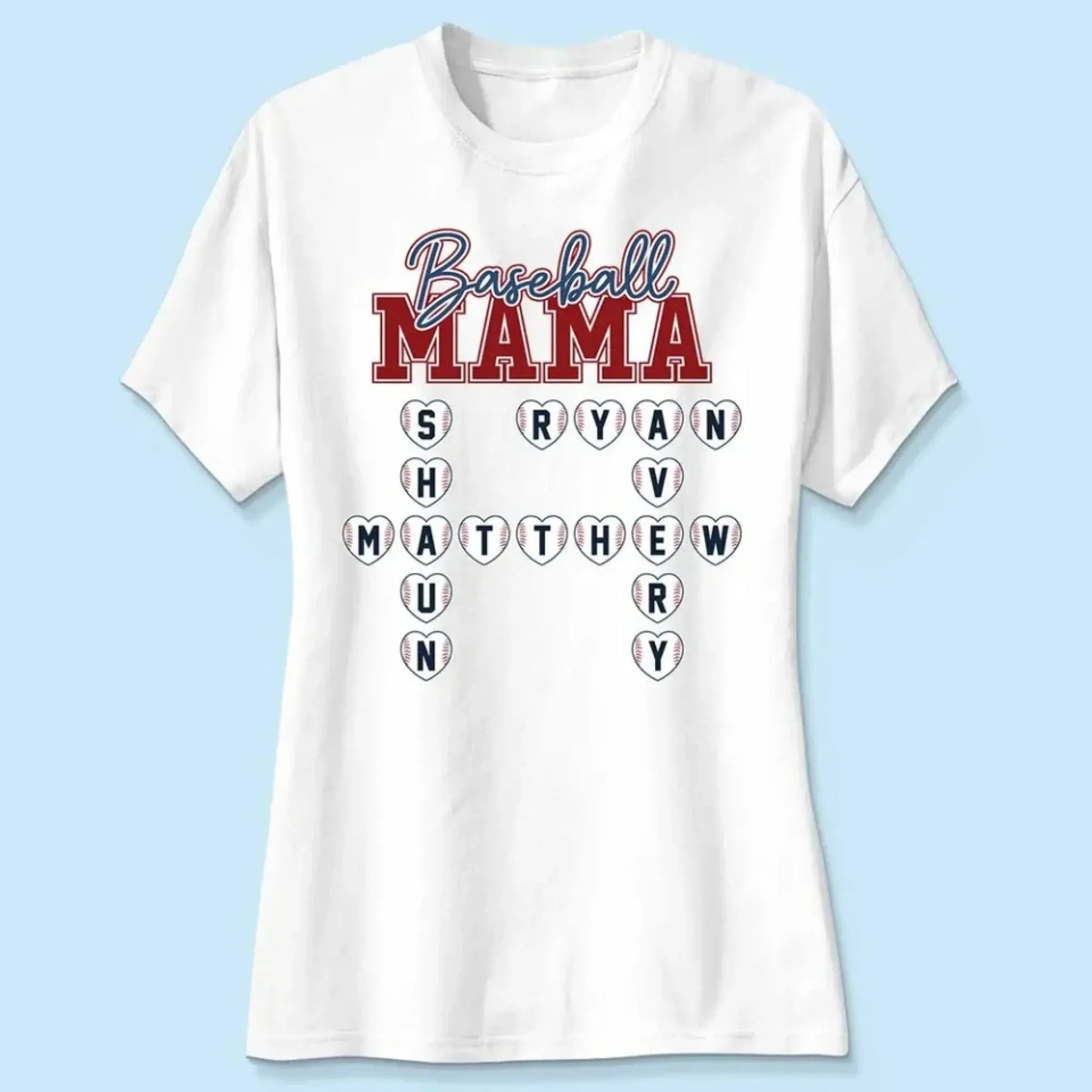 Baseball Crossword Puzzle Name Art – Personalized Shirt for Mama, Mom & Grandma – Custom Gift for Proud Sports Fans  Ezcustomize