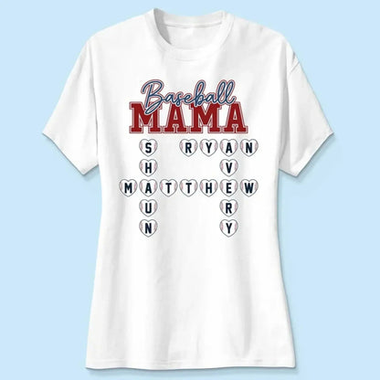 Baseball Crossword Puzzle Name Art – Personalized Shirt for Mama, Mom & Grandma – Custom Gift for Proud Sports Fans  Ezcustomize