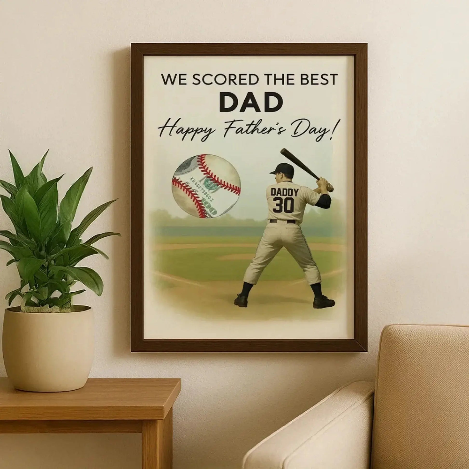 Baseball Dad Father’s Day Poster – Personalized Money Gift Print – Custom Gift for Dad or Husband Who Loves Baseball  Ezcustomize
