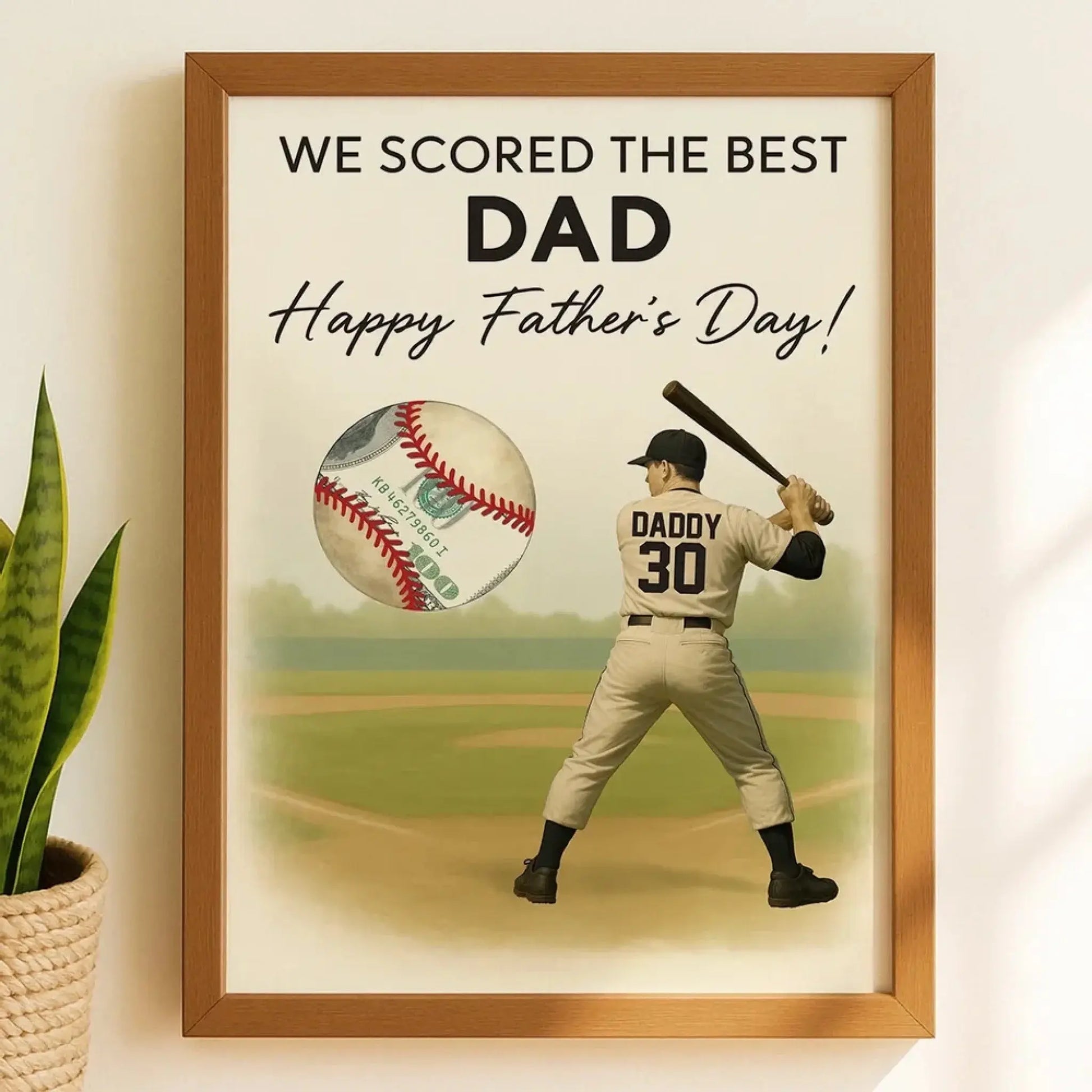 Baseball Dad Father’s Day Poster – Personalized Money Gift Print – Custom Gift for Dad or Husband Who Loves Baseball  Ezcustomize