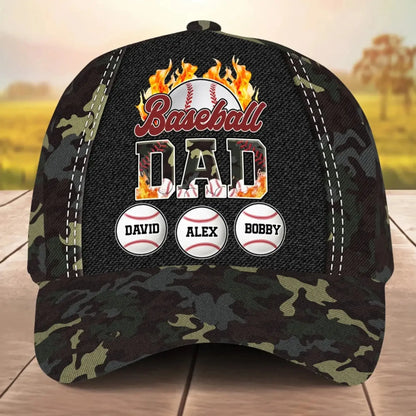 Baseball Dad Personalized Classic Cap – Custom Camo Hat with Kids' Names – Father's Day Gift for Sporty Dad copy  Ezcustomize