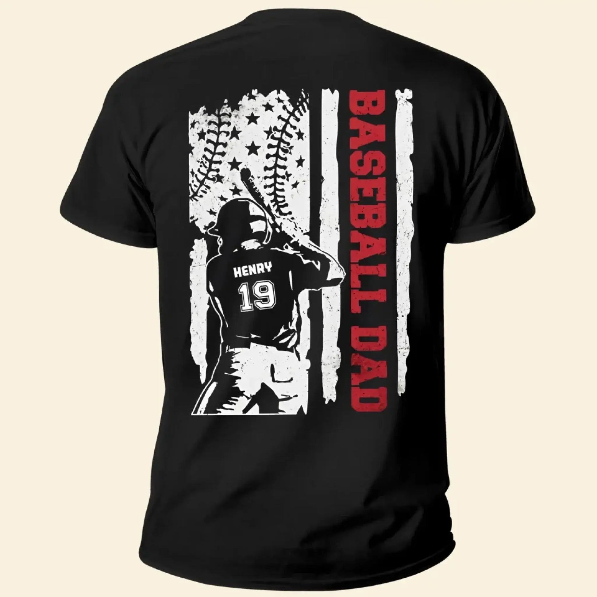 Baseball Dad & Grandpa Shirt – Personalized T-Shirt with Custom Name & Number – Father’s Day Gift with American Flag Design  Ezcustomize
