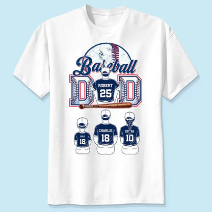 Baseball Dad & Kids Retro Shirt – Personalized T-Shirt – Custom Father’s Day Gift for Proud Baseball Dads  Ezcustomize