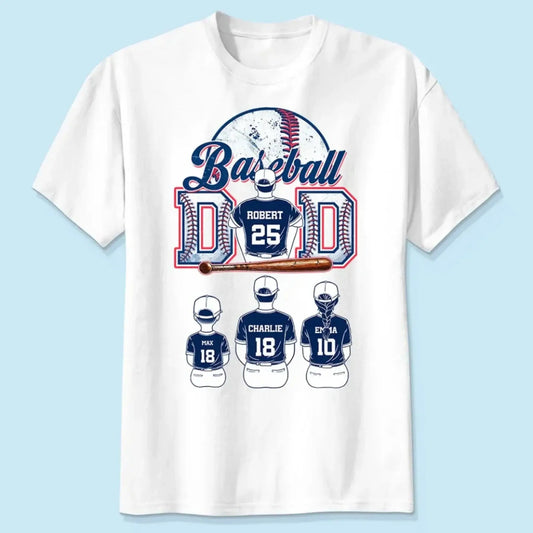 Baseball Dad & Kids Retro Shirt – Personalized T-Shirt – Custom Father’s Day Gift for Proud Baseball Dads  Ezcustomize