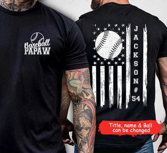 Baseball/Football/Basketball Dad or Grandpa Shirt – Personalized 2-Sided Print T-Shirt – Custom Sports Gift for Father’s Day  Ezcustomize