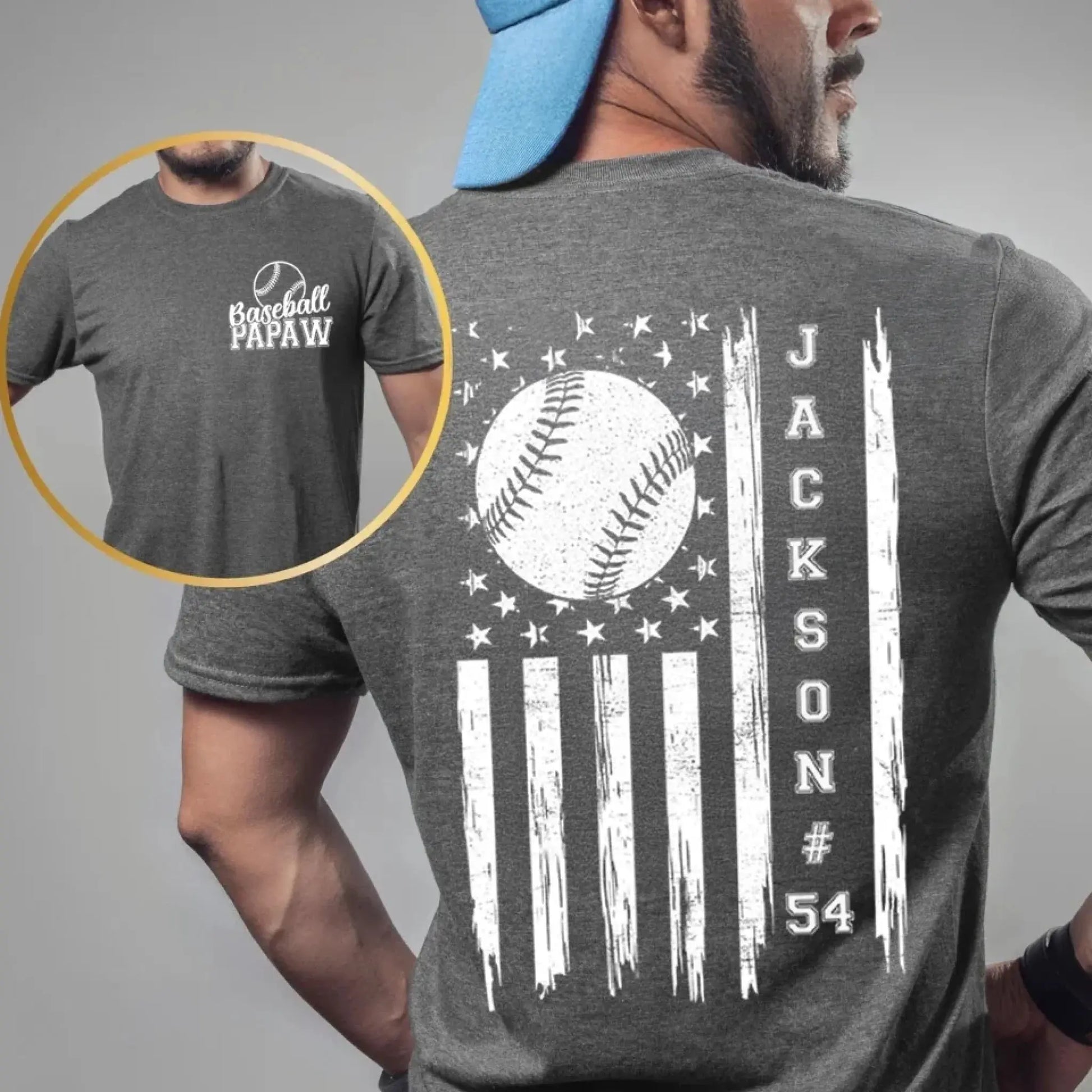 Baseball/Football/Basketball Dad or Grandpa Shirt – Personalized 2-Sided Print T-Shirt – Custom Sports Gift for Father’s Day  Ezcustomize