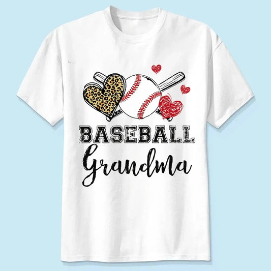 Baseball Grandma Leopard Heart Shirt – Personalized Custom T-Shirt – Gift for Grandma, Nana, Mimi, Mom, or Sports-Loving Wife  Ezcustomize