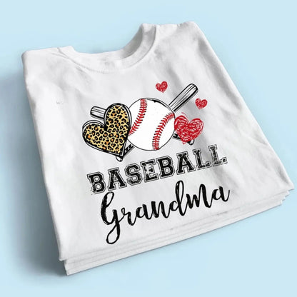 Baseball Grandma Leopard Heart Shirt – Personalized Custom T-Shirt – Gift for Grandma, Nana, Mimi, Mom, or Sports-Loving Wife  Ezcustomize