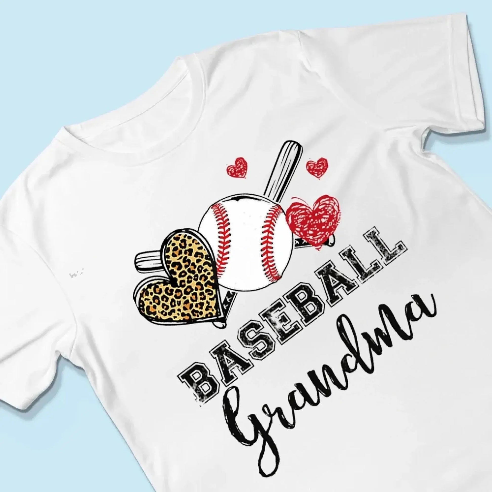 Baseball Grandma Leopard Heart Shirt – Personalized Custom T-Shirt – Gift for Grandma, Nana, Mimi, Mom, or Sports-Loving Wife  Ezcustomize