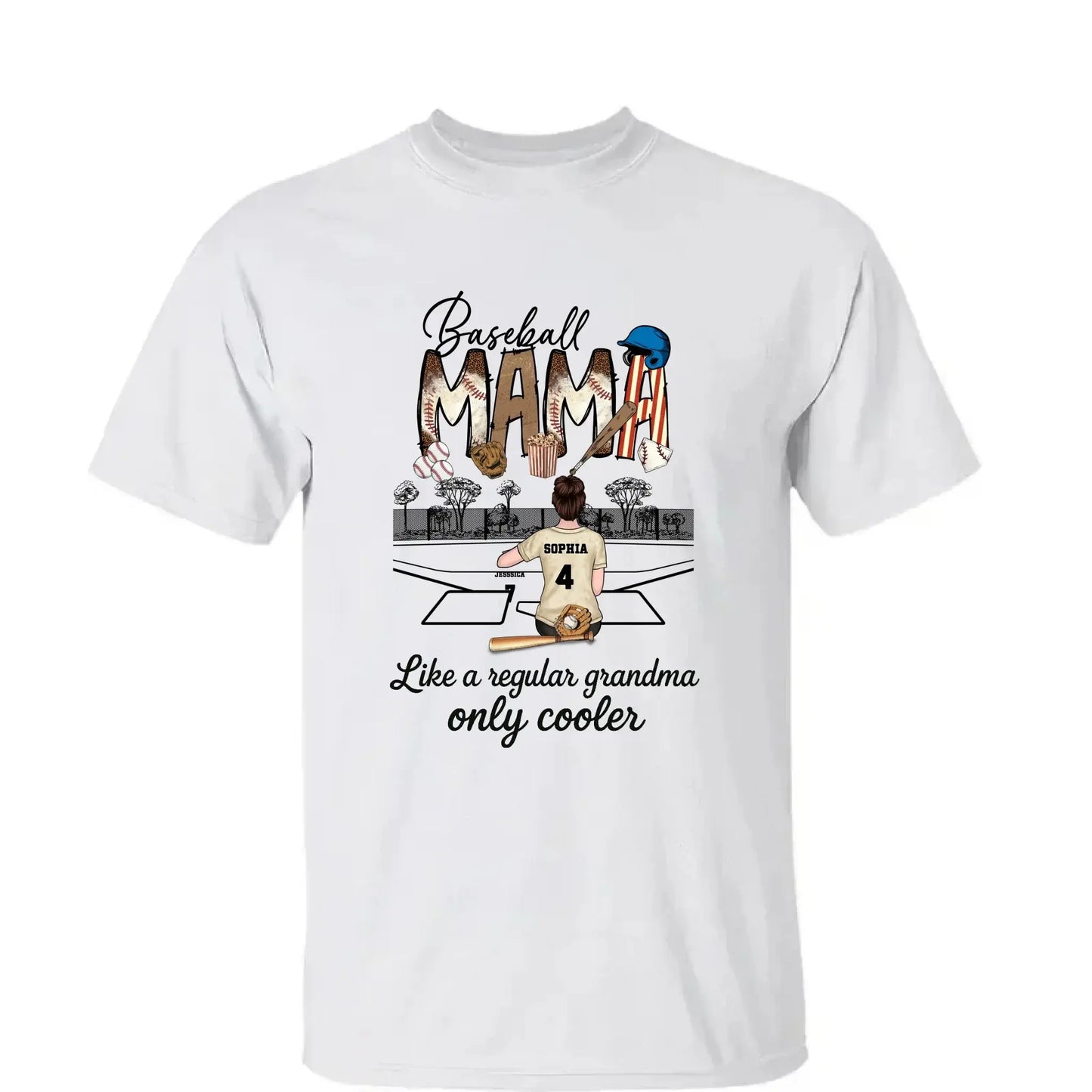 Baseball Grandma Like A Regular Grandma Only Cooler - Personalized T-Shirt, Gift For Sport Mom/ Grandma, Sport Lovers  Ezcustomize