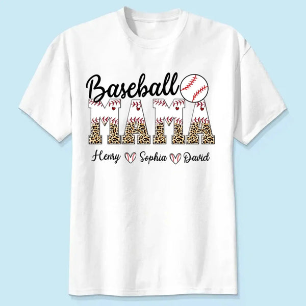Baseball Grandma Shirt – Personalized T-Shirt with Grandkids' Names – Custom Gift for Proud Sports Grandmas