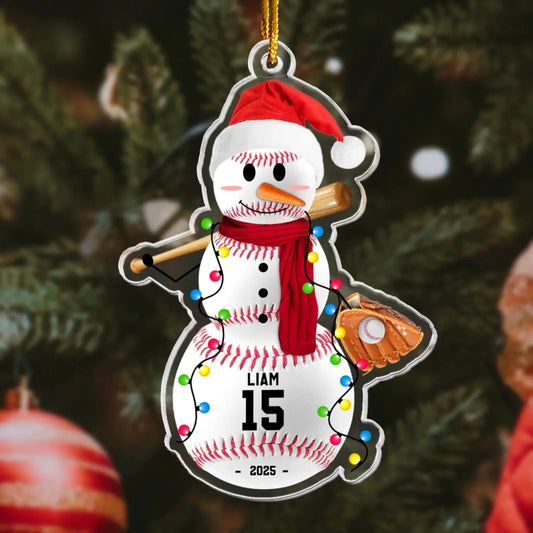 Baseball Snowman - Personalized Acrylic Ornament - Custom Christmas Gift for Players, Team Members, and Boys  Ezcustomize