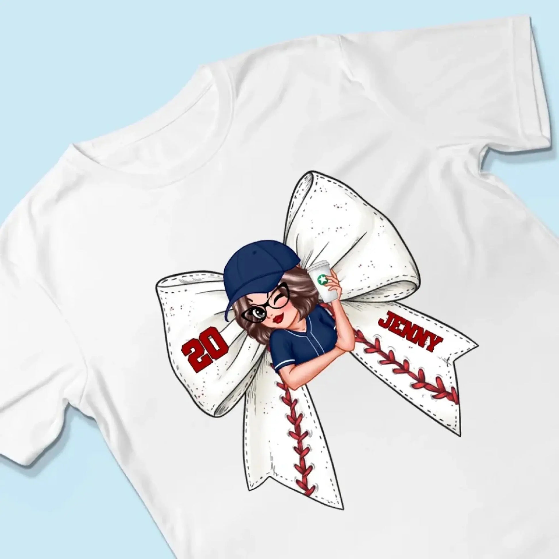 Baseball/Softball Bow Shirt with Jersey Number – Personalized T-Shirt – Custom Gift for Baseball Mom or Wife  Ezcustomize