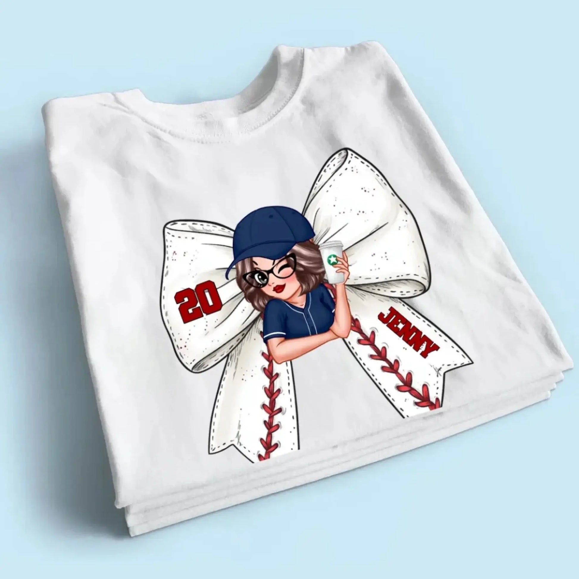 Baseball/Softball Bow Shirt with Jersey Number – Personalized T-Shirt – Custom Gift for Baseball Mom or Wife  Ezcustomize