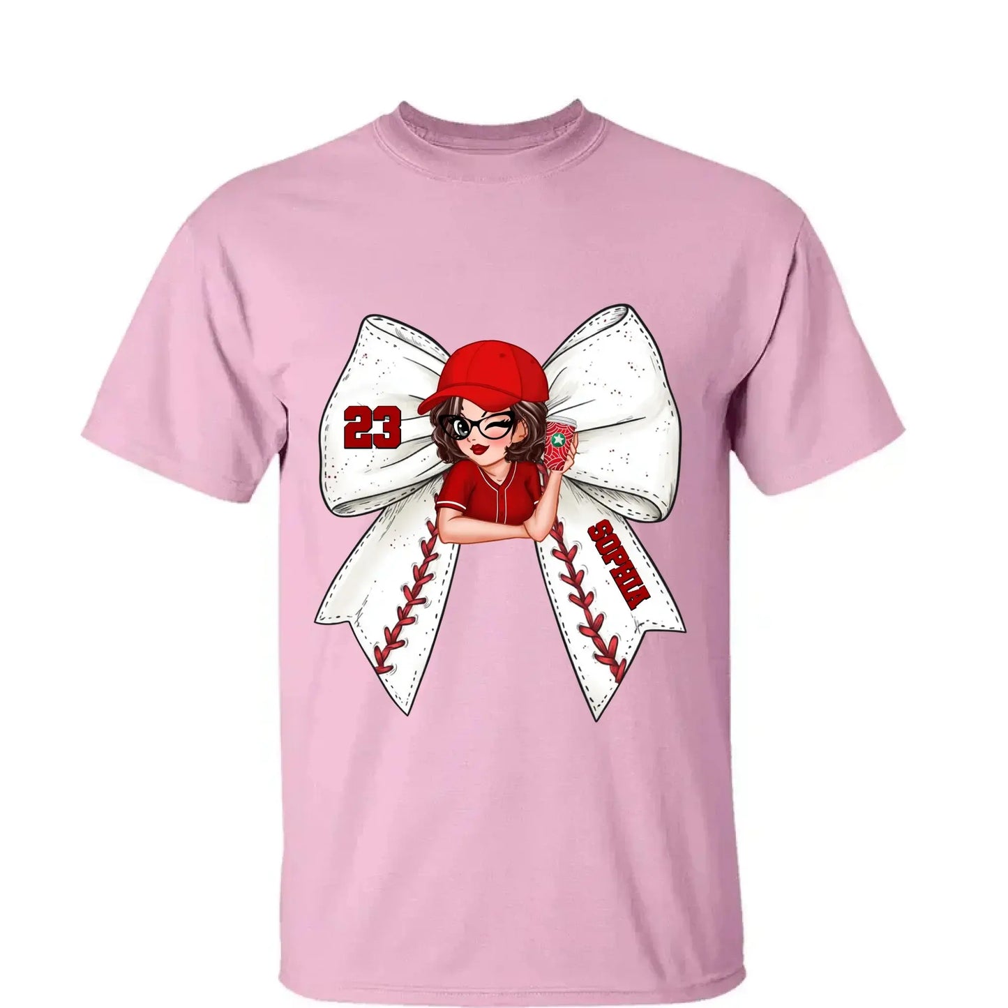 Baseball/Softball Bow Shirt with Jersey Number – Personalized T-Shirt – Custom Gift for Baseball Mom or Wife  Ezcustomize