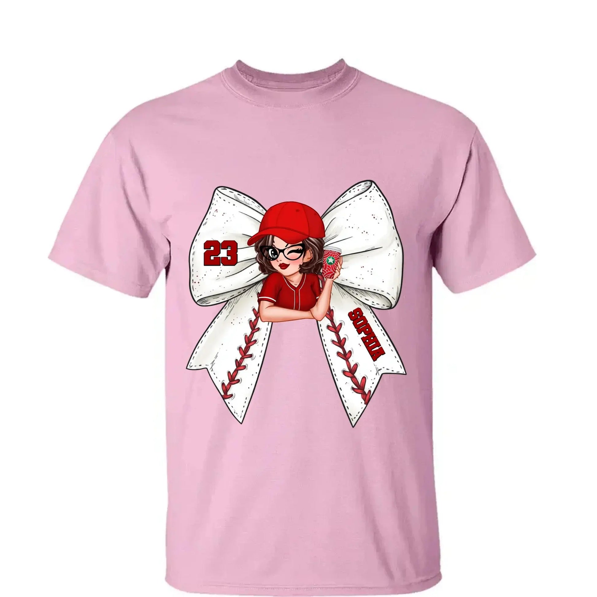Baseball/Softball Bow Shirt with Jersey Number – Personalized T-Shirt – Custom Gift for Baseball Mom or Wife  Ezcustomize