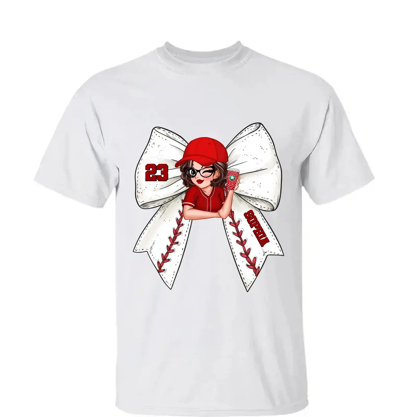 Baseball/Softball Bow Shirt with Jersey Number – Personalized T-Shirt – Custom Gift for Baseball Mom or Wife  Ezcustomize