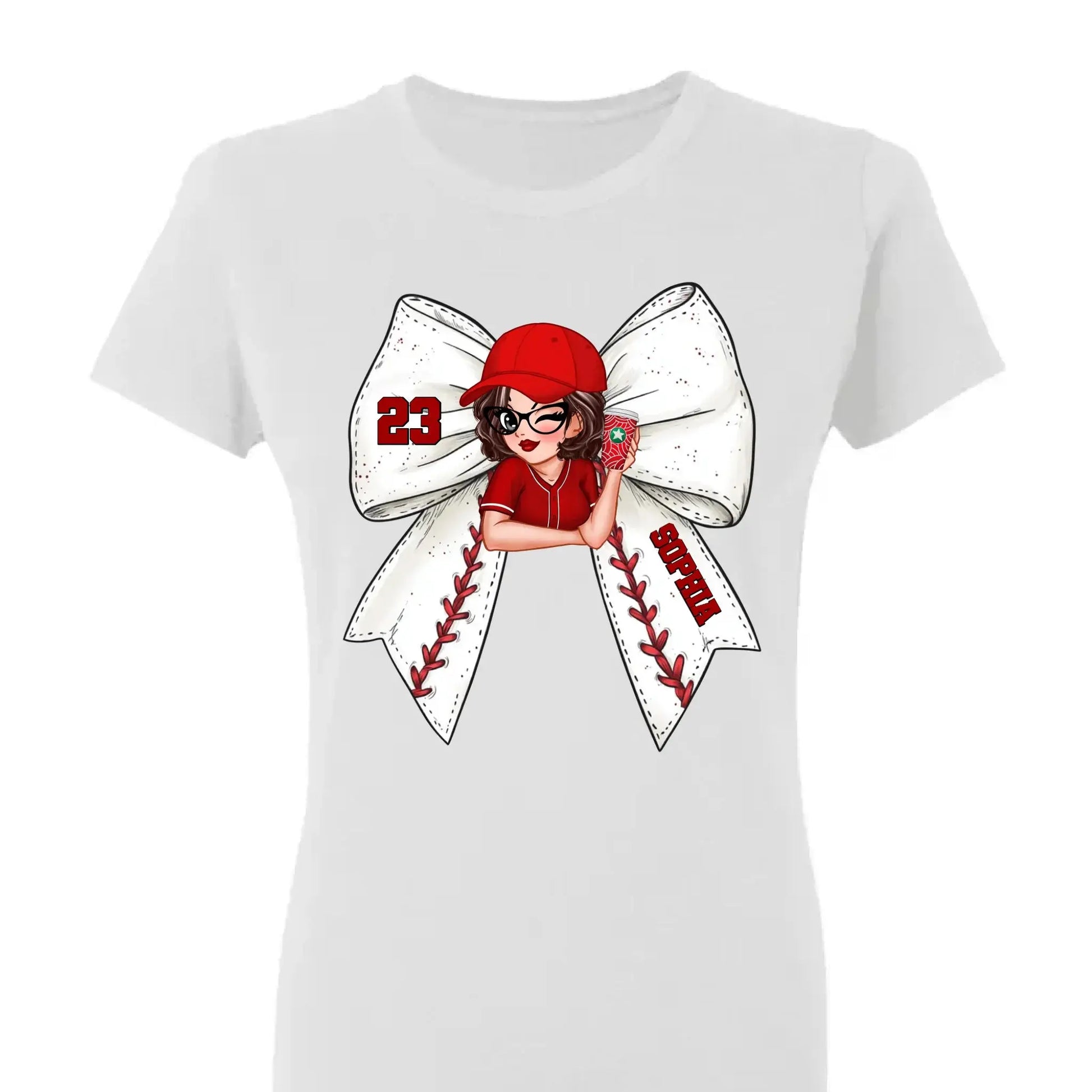 Baseball/Softball Bow Shirt with Jersey Number – Personalized T-Shirt – Custom Gift for Baseball Mom or Wife  Ezcustomize