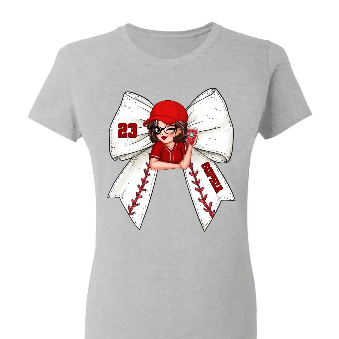 Baseball/Softball Bow Shirt with Jersey Number – Personalized T-Shirt – Custom Gift for Baseball Mom or Wife  Ezcustomize