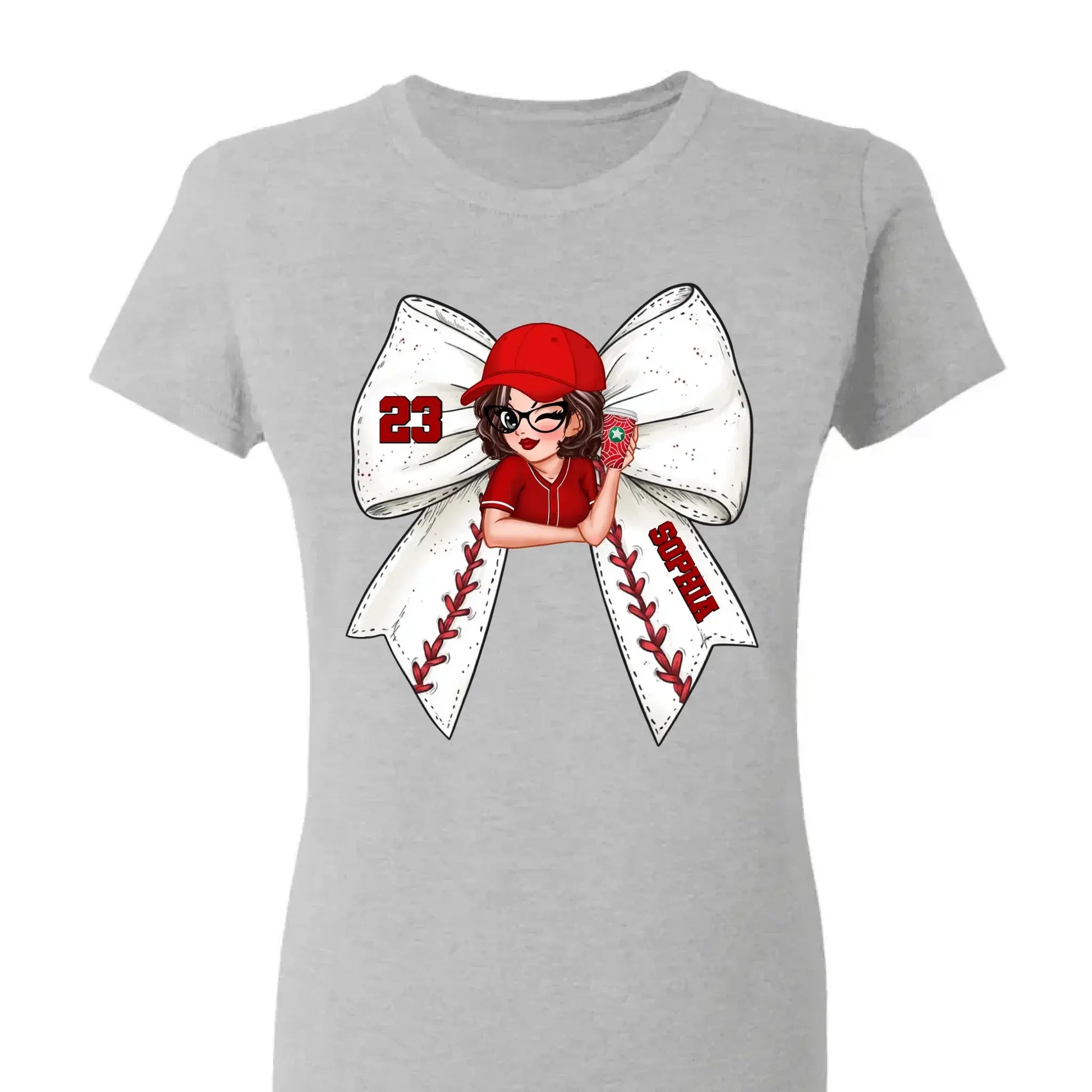 Baseball/Softball Bow Shirt with Jersey Number – Personalized T-Shirt – Custom Gift for Baseball Mom or Wife  Ezcustomize