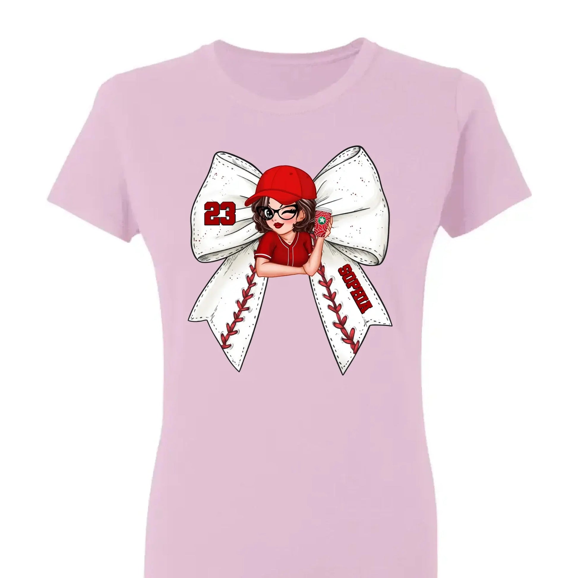 Baseball/Softball Bow Shirt with Jersey Number – Personalized T-Shirt – Custom Gift for Baseball Mom or Wife  Ezcustomize