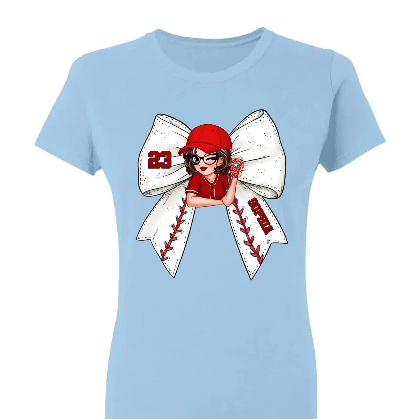 Baseball/Softball Bow Shirt with Jersey Number – Personalized T-Shirt – Custom Gift for Baseball Mom or Wife  Ezcustomize