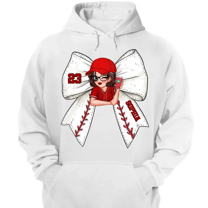 Baseball/Softball Bow Shirt with Jersey Number – Personalized T-Shirt – Custom Gift for Baseball Mom or Wife  Ezcustomize
