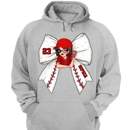 Baseball/Softball Bow Shirt with Jersey Number – Personalized T-Shirt – Custom Gift for Baseball Mom or Wife  Ezcustomize