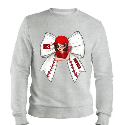 Baseball/Softball Bow Shirt with Jersey Number – Personalized T-Shirt – Custom Gift for Baseball Mom or Wife  Ezcustomize