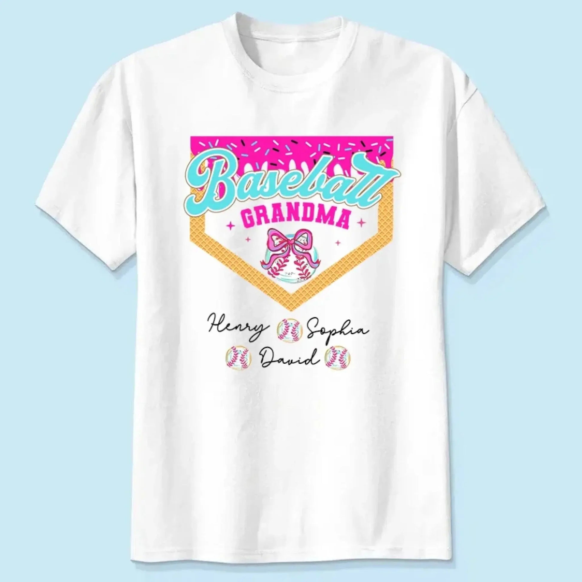 Baseball & Softball Mom/Grandma Ice Cream Drip  Personalized T-Shirt – Fun Mother’s Day Gift for Sports Moms & Grandmas  Ezcustomize