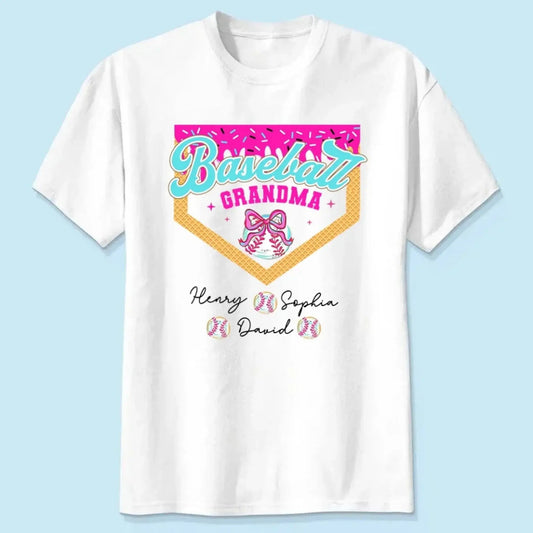 Baseball & Softball Mom/Grandma Ice Cream Drip  Personalized T-Shirt – Fun Mother’s Day Gift for Sports Moms & Grandmas  Ezcustomize