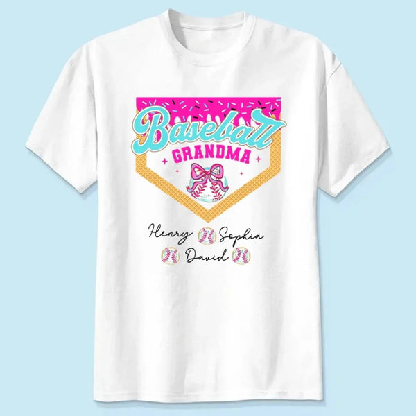 Baseball & Softball Mom/Grandma Ice Cream Drip  Personalized T-Shirt – Fun Mother’s Day Gift for Sports Moms & Grandmas